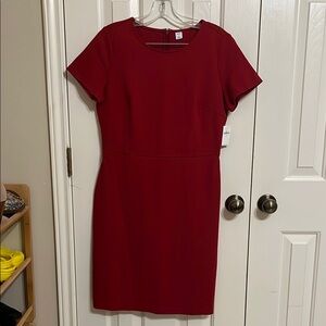 Old Navy Red Sheath Midi Dress Crew Neck Short Sleeve